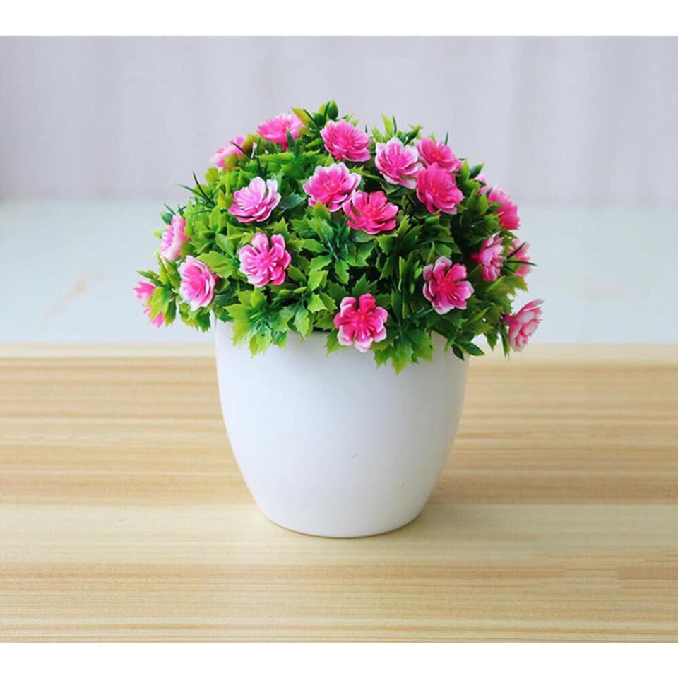 Chậu cây hoa giả mini để bàn trang trí siêu đẹp milkdecor- 01