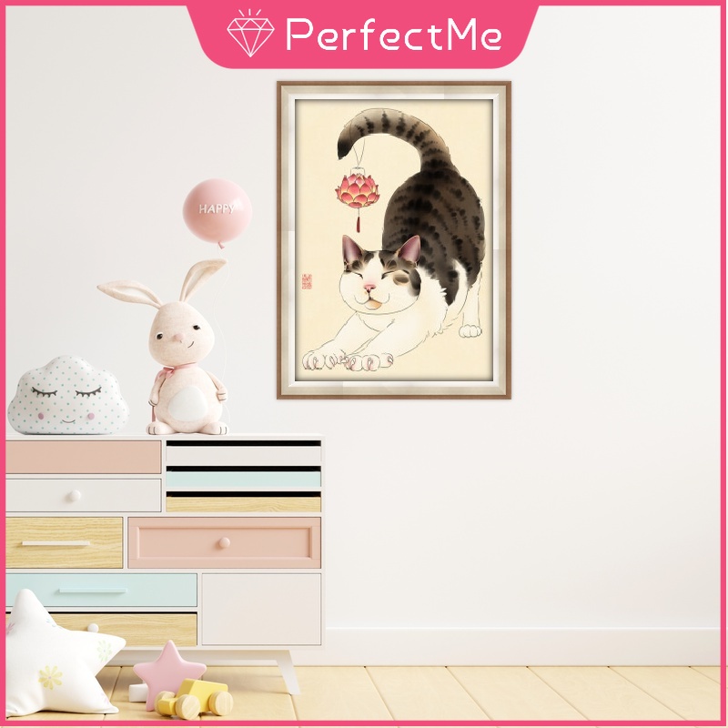 Bộ tranh đính đá 5D họa tiết chú mèo độc đáo kích thước 30x40cm DIY dùng trang trí