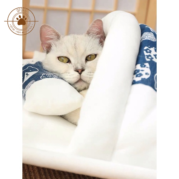 Ổ nằm đệm cho mèo size lớn hình chiếc giường ngủ kèm bóng chơi giảm stress - 4pets official