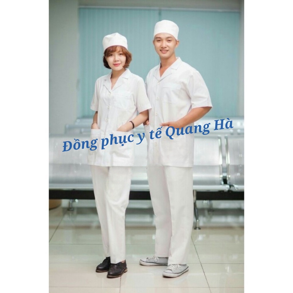 Áo Blue, Blouse trắng Dáng Ngắn Ngang Đùi Nam Nữ Dài Tay, Cộc Tay Hàng Đẹp Loại 1 Dành Cho Y Tá, Dược Sĩ, Điều Dưỡng.