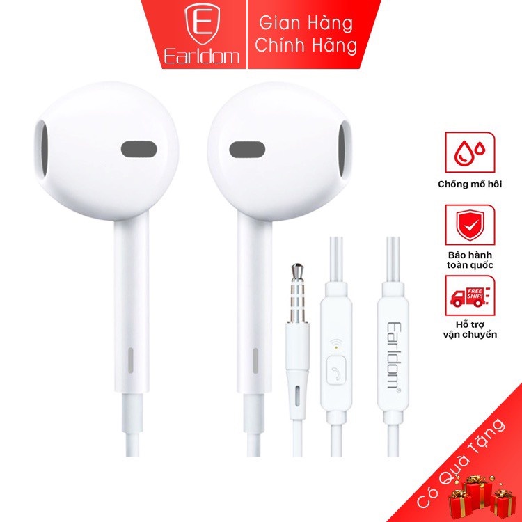 Tai nghe có dây nhét tai Earldom E43 jack 3.5 có mic đàm thoại sử dụng cho điện thoại laptop máy nghe nhạc