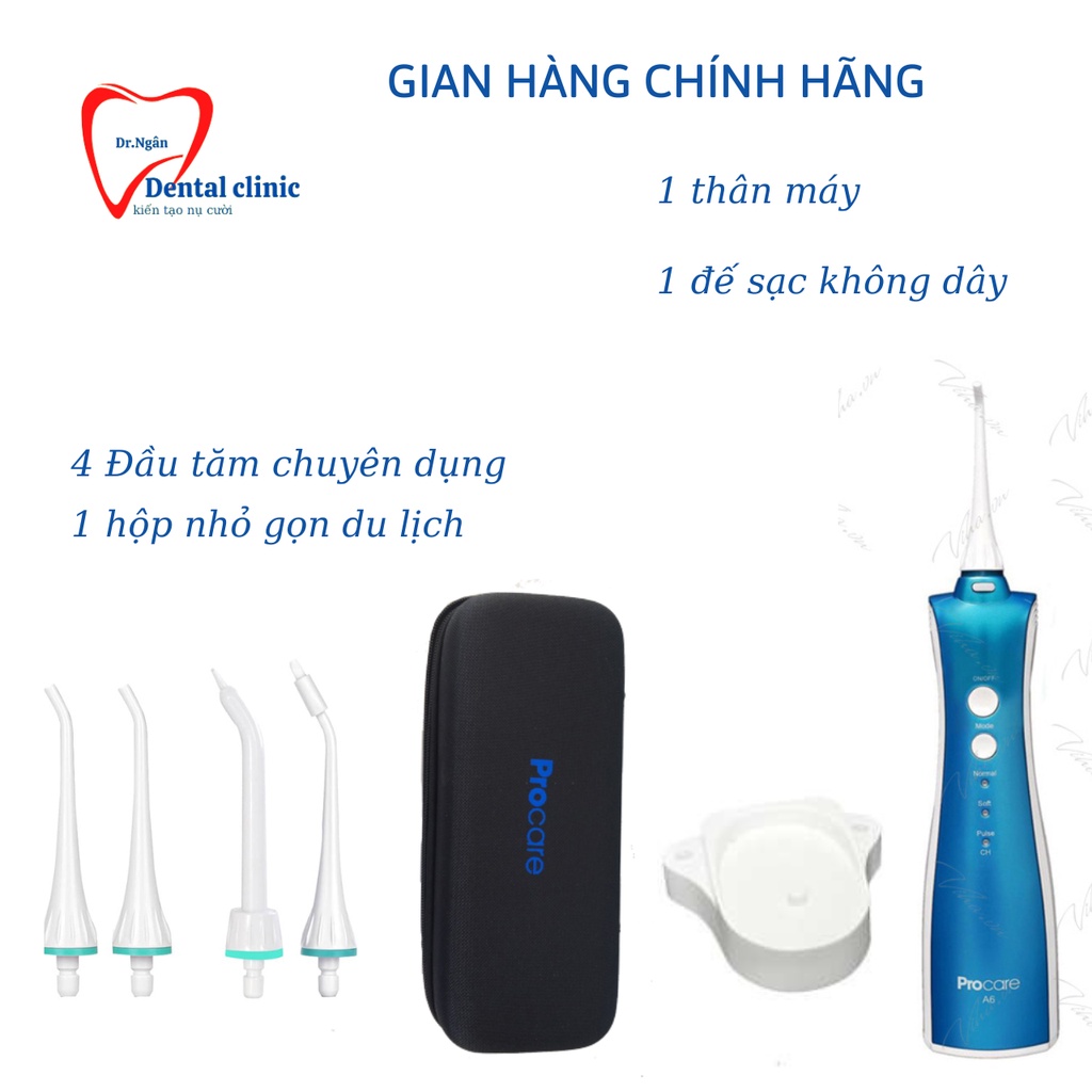 Máy Tăm Nước PROCARE A6-Máy Tăm Nước vệ sinh răng miệng nha sỹ khuyên dùng tốt nhất HÀNG CHÍNH HÃNG