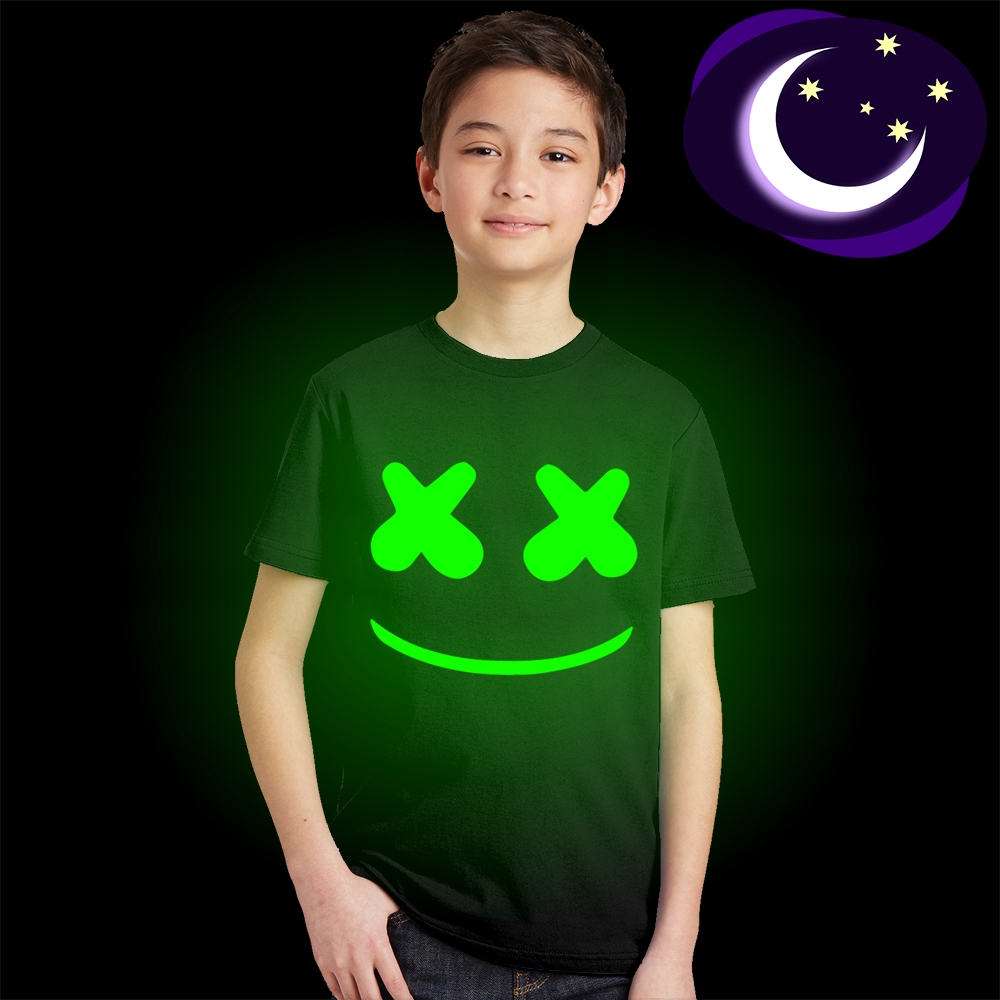 Áo Thun Tay Ngắn In Hình Marshmello Phát Quang Độc Đáo Cho Bé Trai