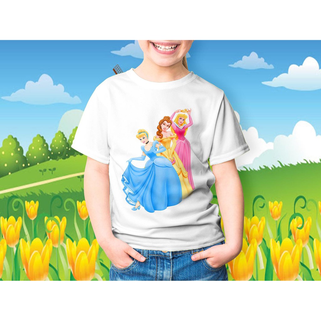 Áo thun Trẻ em in hình Ba nàng công chúa Disney 2 Cotton Thun Cao Cấp - Dễ Thương Đáng Yêu