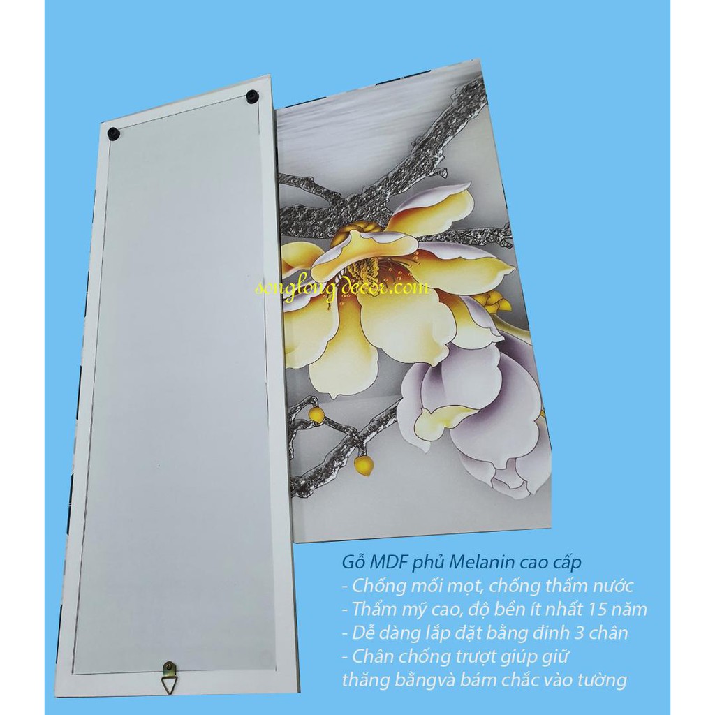 TRANH TREO TƯỜNG LỌ HOA BỘ 3 BỨC PHỦ KIM SA -VTRANH TREO TƯỜNG SONG LONG DECOR