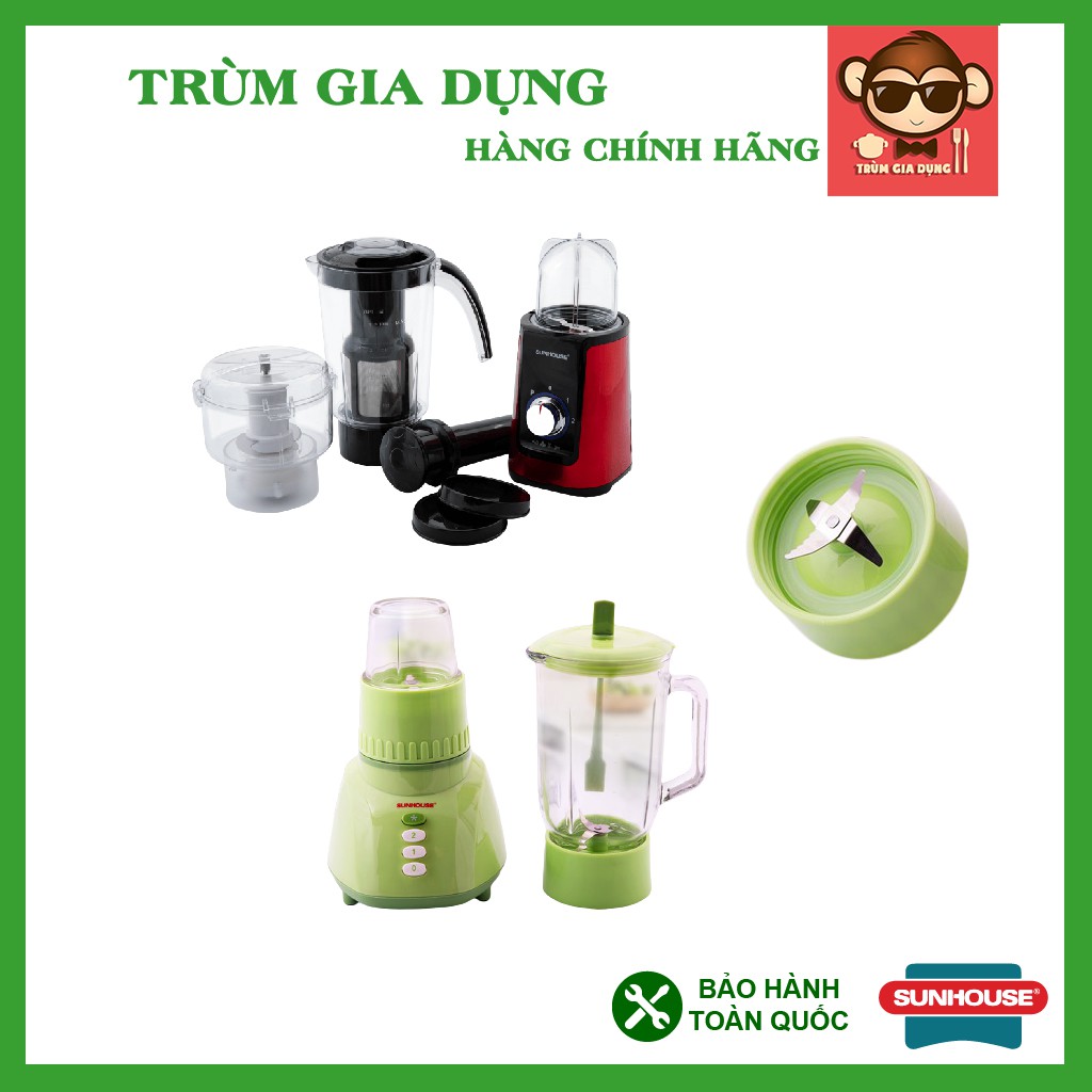 Phụ kiện máy xay sinh tố Sunhouse SHD5112, SHD5323, cối to nhỏ đầy đủ, gioăng cao su và lưỡi dao