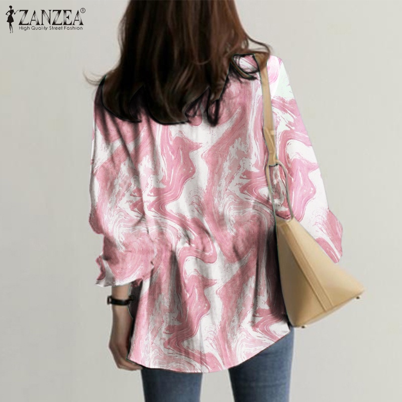 ZANZEA Áo Kiểu Tay Loe Dài Cổ Chữ V Rút Dây Eo Co Giãn Thời Trang Cho Nữ