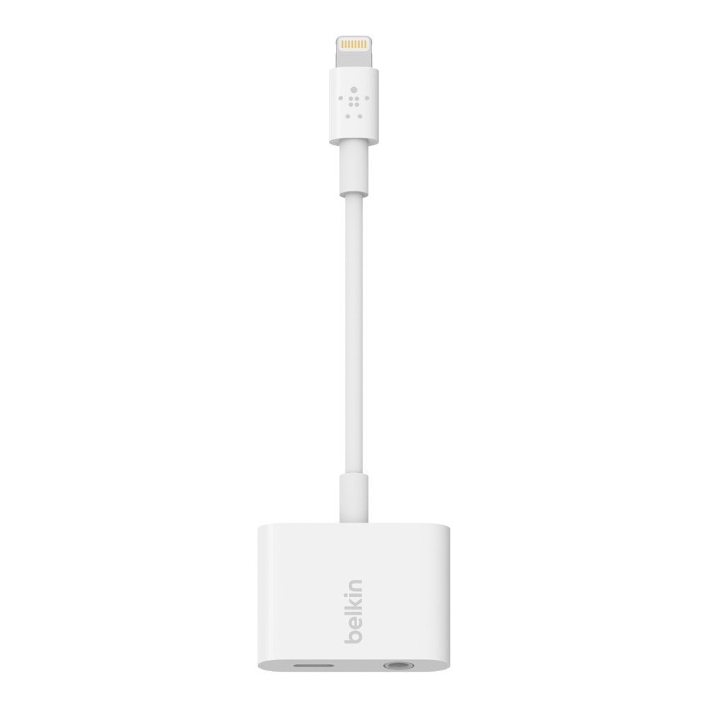 Cáp chuyển đổi Lightning sang 3.5mm Audio RockStar Belkin thêm cổng sạc Lightning - Hàng chính hãng