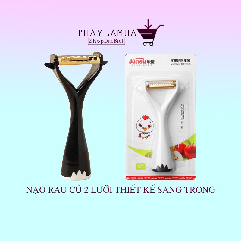 Nạo rau củ đa năng 2 lưỡi inox - Dao nạo củ quả 2 trong 1 thiết kế sang trọng