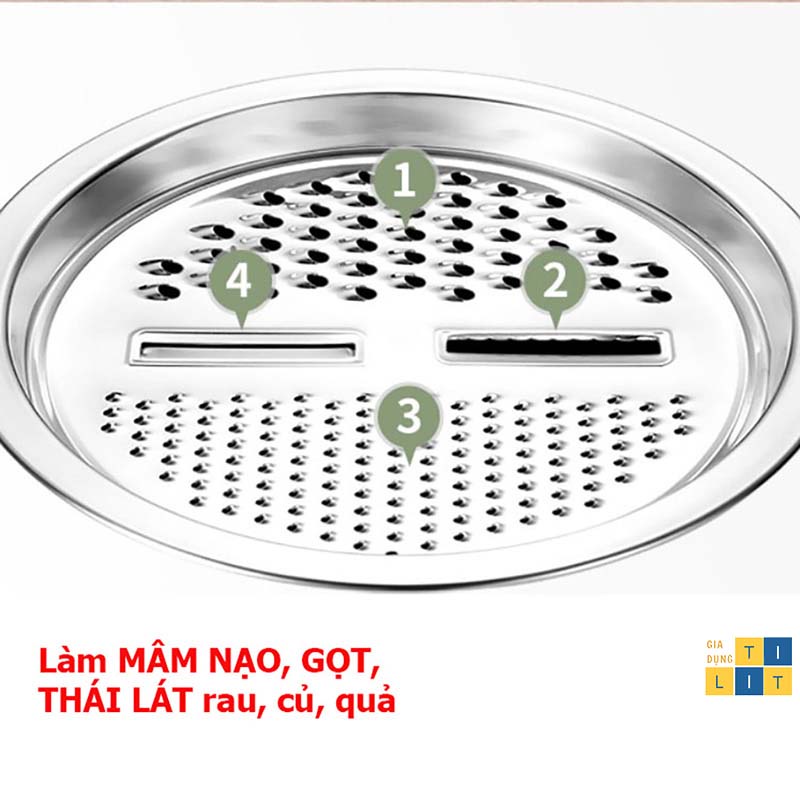 Bộ rổ và chậu inox kèm mâm nạo và gọt vỏ rau, củ, quả 3 trong 1 đa năng, tiện dụng, tiết kiệm [RỔ 3]