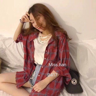 Sơ mi caro oversize
