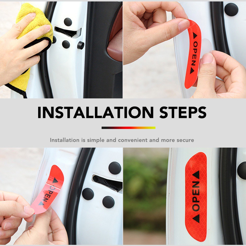 Bộ 4 miếng dán phản quang cảnh báo tiện lợi cho xe hơi