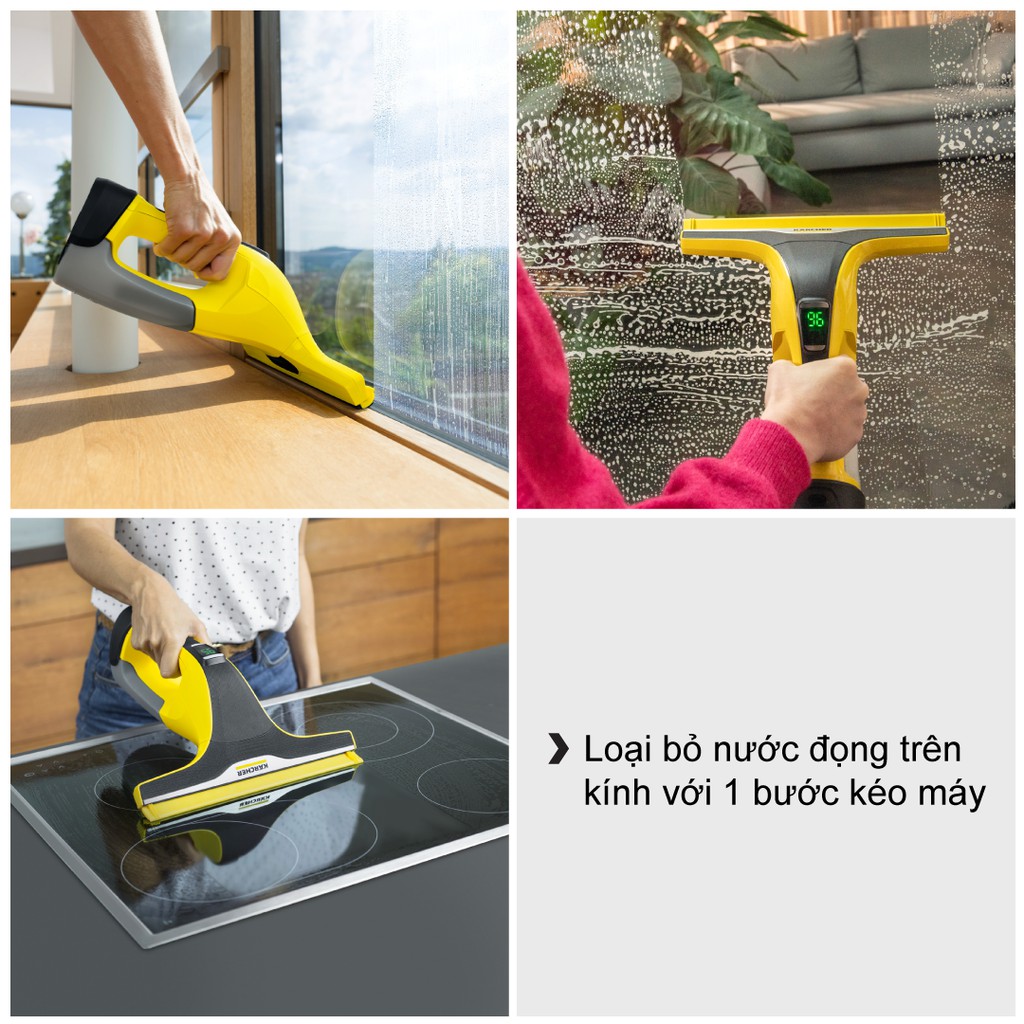 Combo máy lau kính Karcher WV6 kèm Khăn lau và Nước lau kính