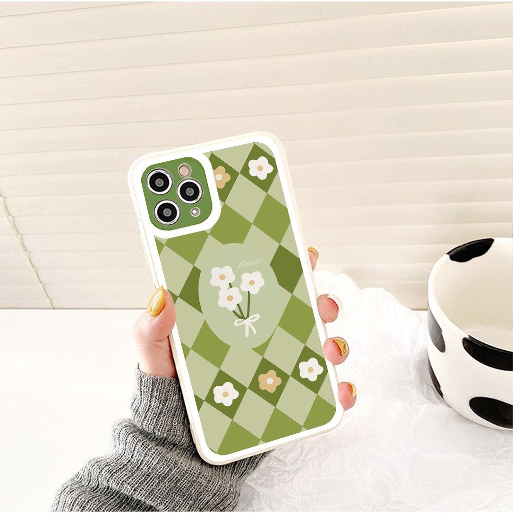 Ốp Lưng Iphone Cạnh Vuông, Bảo Vệ Camera Hình Hoa Xanh Lá 7Plus,8plus,x,xs,xsmax,11,11promax,12,12promax,13,13promax
