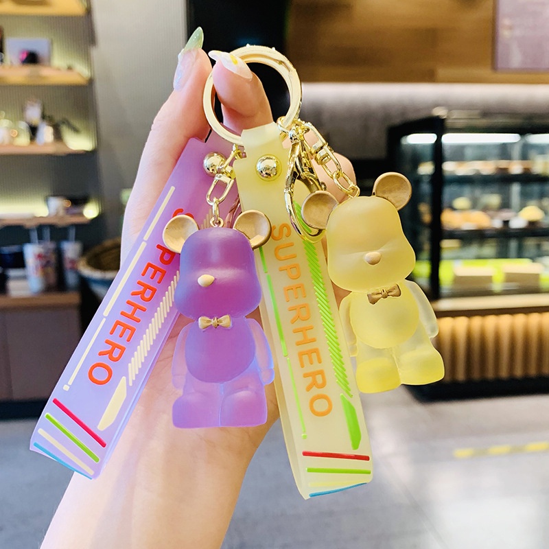 Móc khoá hình gấu pha lê trong suốt dễ thương treo balo, túi xách, móc chìa khóa xe máy - NgocThi Store