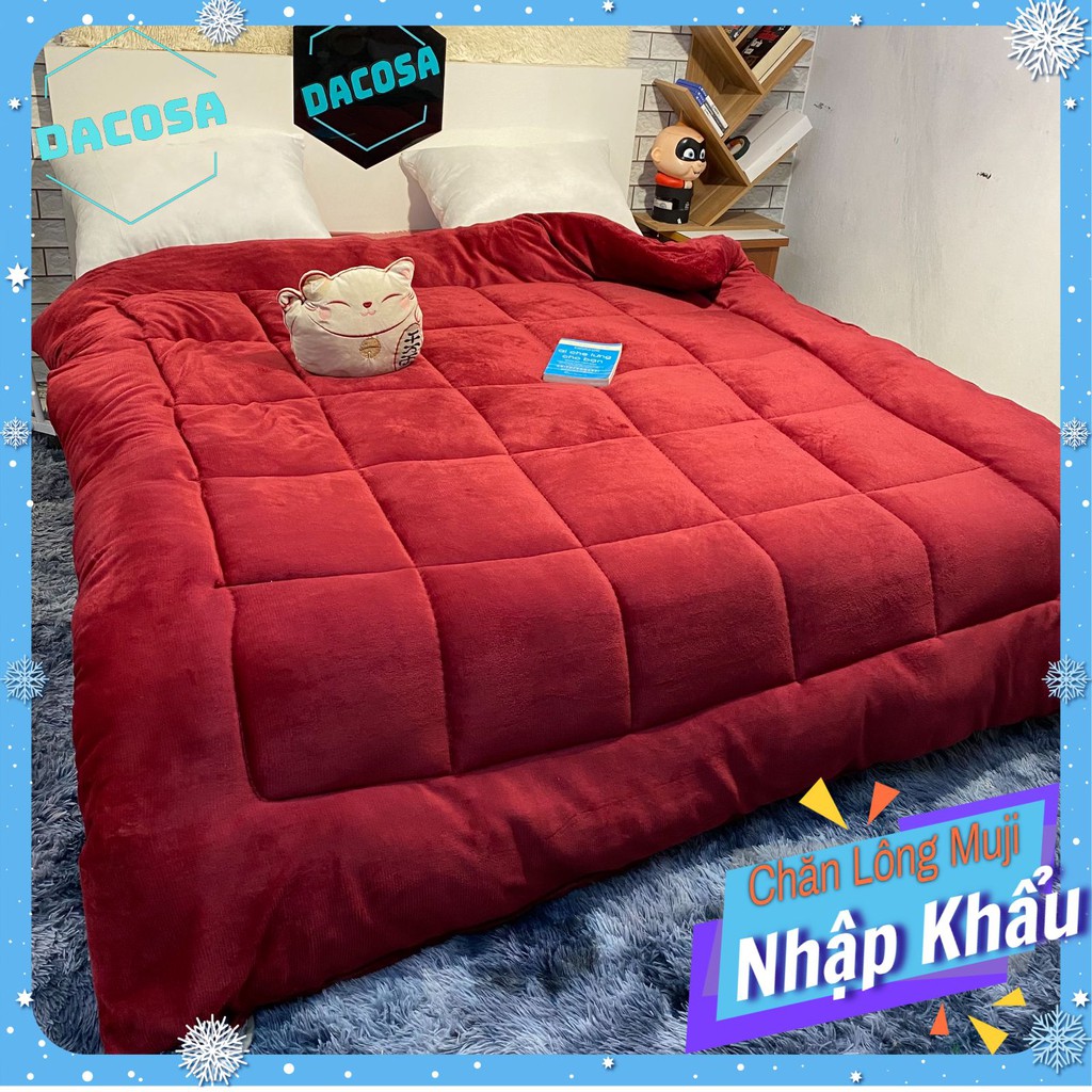 Chăn Lông Nhung Tuyết Muji Màu Đỏ Đô Cao Cấp Năng 3kg
