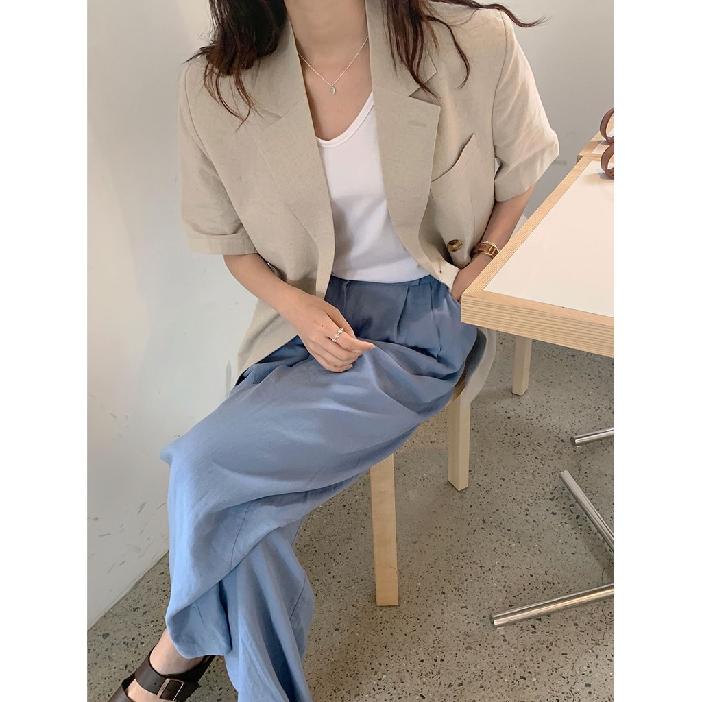 [SẮN RÊU+BE SỐ LƯỢNG ÍT] Áo blazer cộc tay basic style Hàn Quốc (nâu/be/xanh) | BigBuy360 - bigbuy360.vn