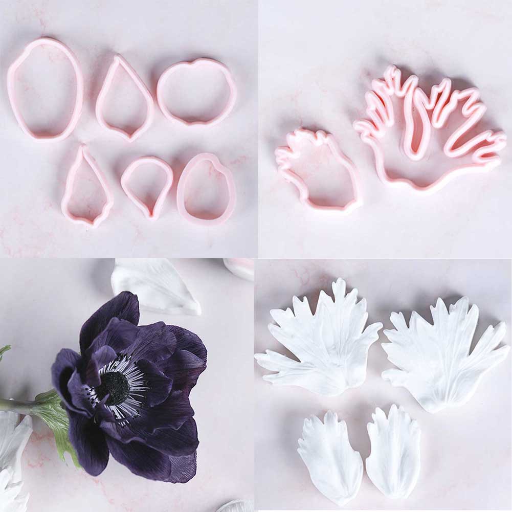 Kalaien Khuôn Silicon Làm Kẹo Đường Hình Cánh Hoa Lá