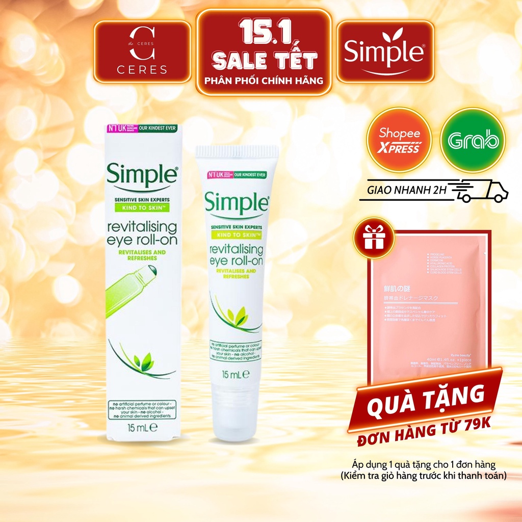 Kem Lăn Dưỡng Mắt Simple Revitalising Eye Roll-On 15ml