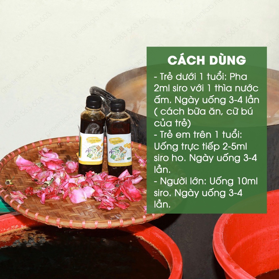 Siro Ho Húng Chanh GreenLab Giảm Ho Khan Ho Có Đờm Bổ Phế