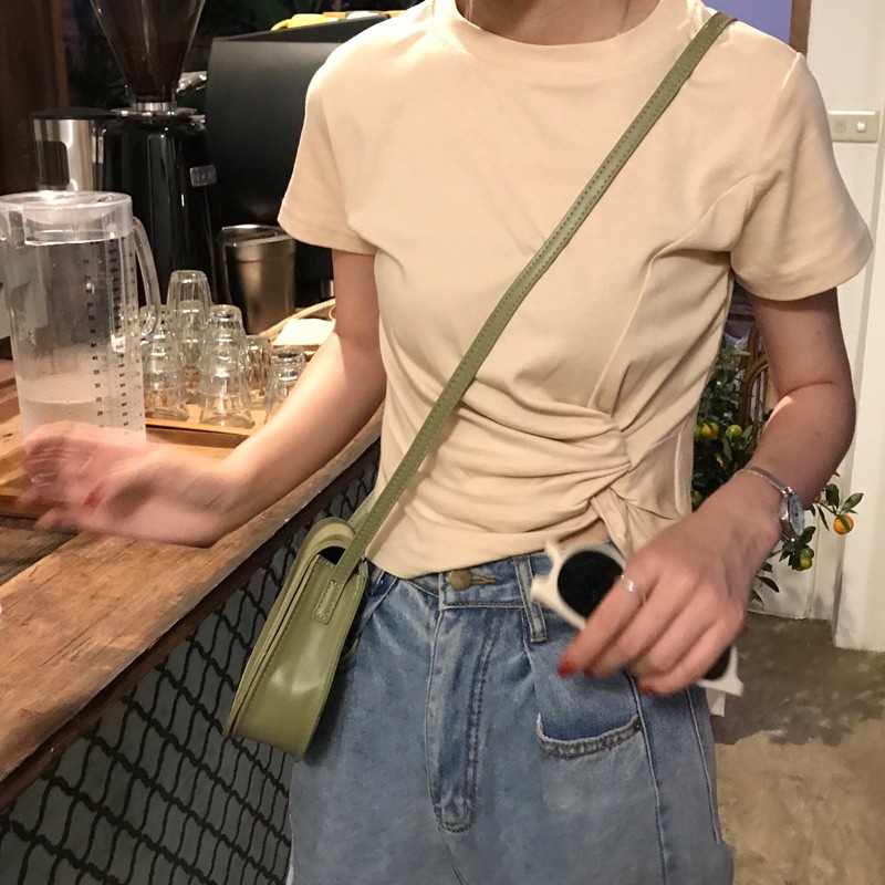 Áo Thun Tay Ngắn Cổ Tròn Màu Sắc Đơn Giản 28091