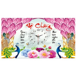 tranh thêu đồng hồ vợ chồng DV6113