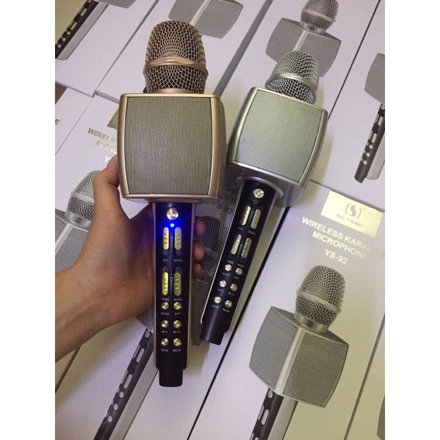 FREE SHIP MICRO KARAOKE YS 92 BLUETOOTH KHÔNG DÂY HỖ TRỢ GHI ÂM ĐỔI GIỌNG -ÂM THANH CỰC CHẤT