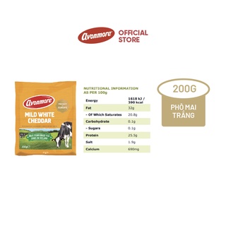 Phô mai Avonmore Cheddar trắng 200g