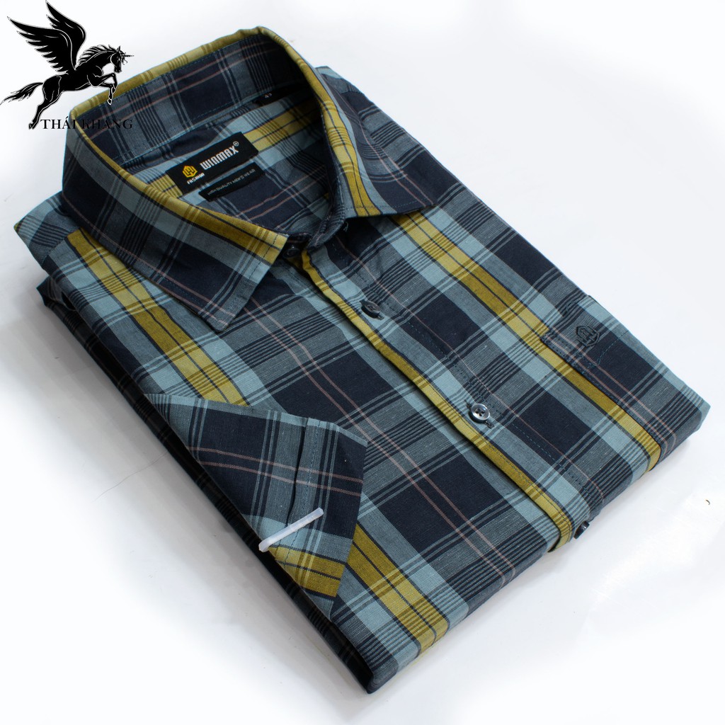 Sơ mi nam ngắn tay caro trắng hàng siêu thị đẹp vải cotton mát Thái Khang | BigBuy360 - bigbuy360.vn