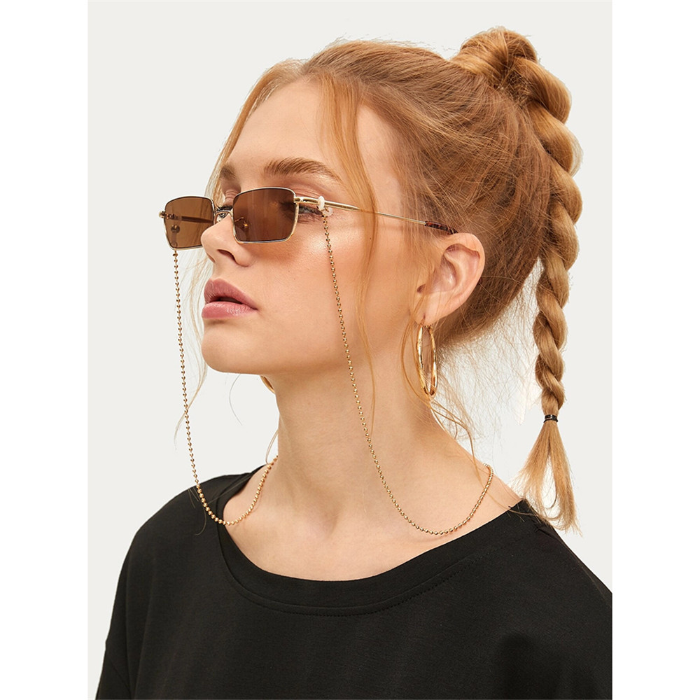 Dây xích đeo mắt kính chống trượt bằng kim loại thời trang cho nữ