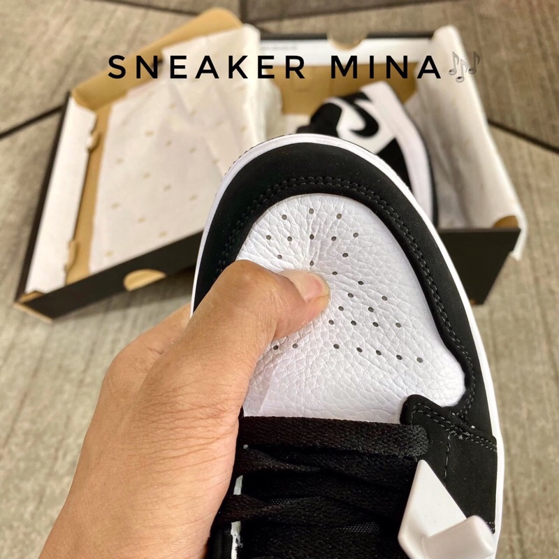 Giày jordan panda da lộn hàng 11  ❤️  giày thể thao jd1 đen trắng thấp cổ full box tặng kèm dây