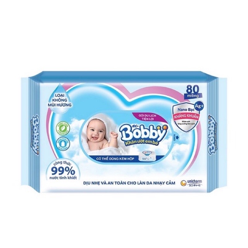 Khăn ướt Bobby 100 tờ -hàng chính hãng