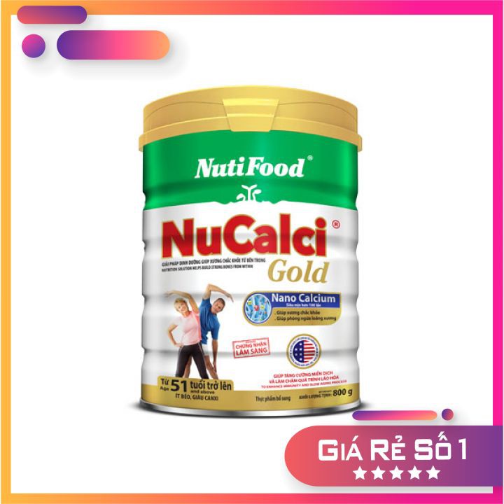 Sữa Bột NuCalci Gold 51 Tuổi Trở Lên Lon 800g Nutifood_Chính Hãng