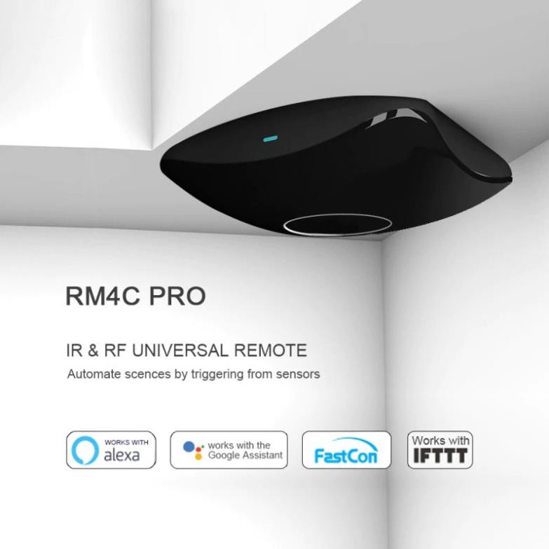 Bộ điều khiển trung tâm Broadlink Rm Pro 4 2020 / Rm 4C Pro - điều khiển sóng RF + IR - kết nối được cảm biến thêm.