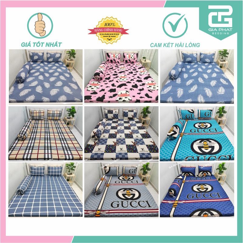 Bộ Ga giường 1m8×2m Thun Lạnh Hàn Quốc 4 món ( 1 ga bọc + 2 vỏ gối nằm + 1 vỏ gối ôm )