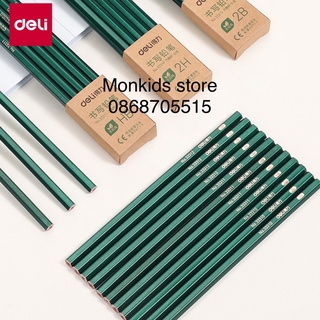 BÚT CHÌ DELI 2B cho bé ( tặng tẩy Deli) COMBO 10 chiếc bút chì 2B Deli, dễ viết, màu đẹp, dễ tẩy.