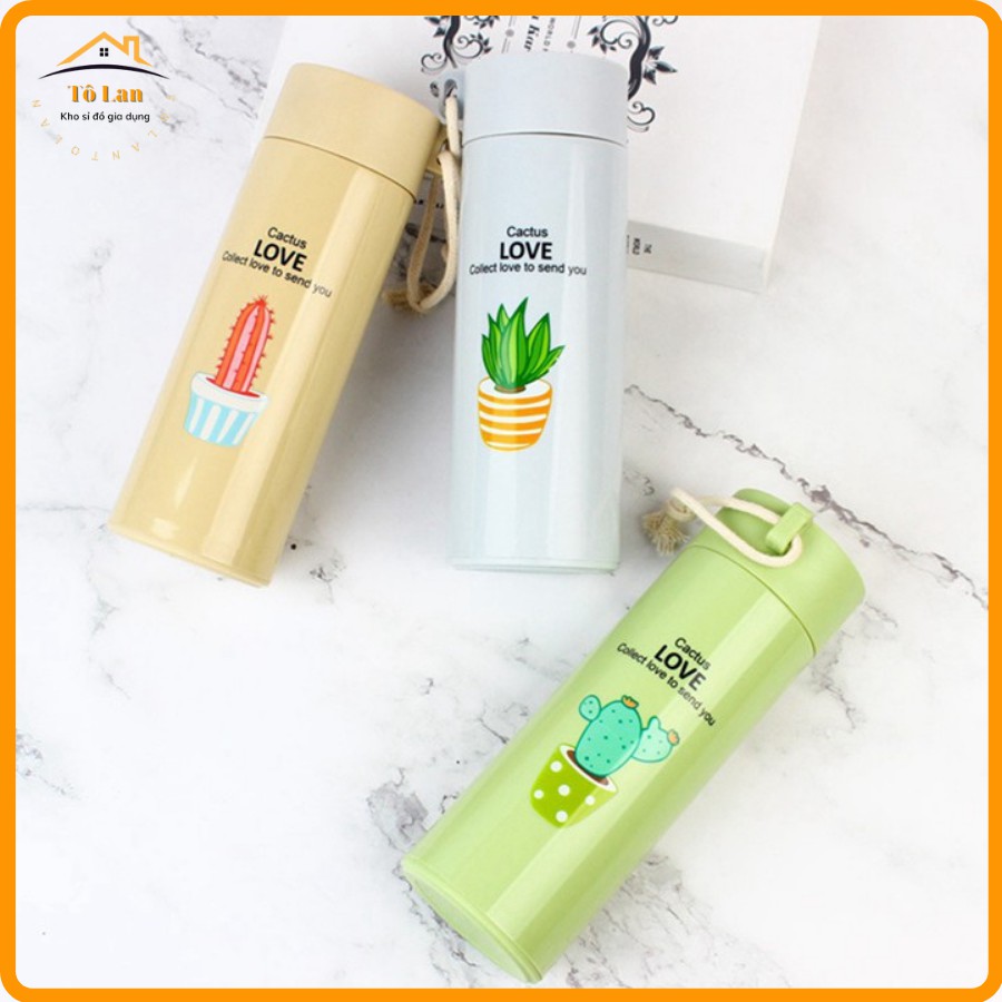 Bình Giữ Nhiệt Vỏ Nhựa Lõi Thủy Tinh / Bình Đựng Nước Xương Rồng 450ml | BigBuy360 - bigbuy360.vn