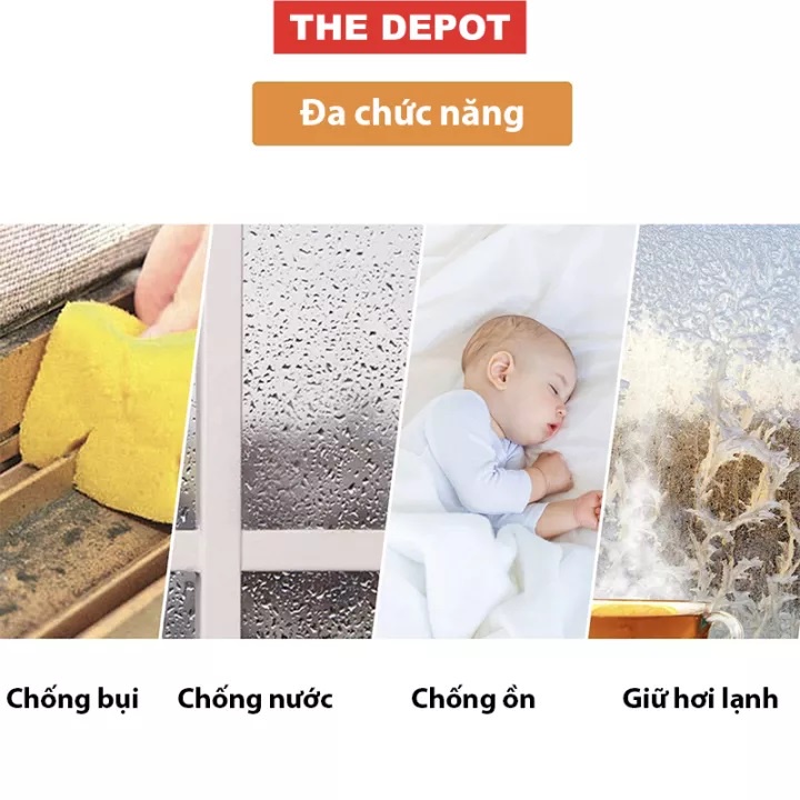 Ron Chữ D Dày 6mm Dán Khung Cửa Gỗ Tự Dính Cách Âm, Ngăn Bụi, Giảm Chấn Cuộn 6m - DepotFix