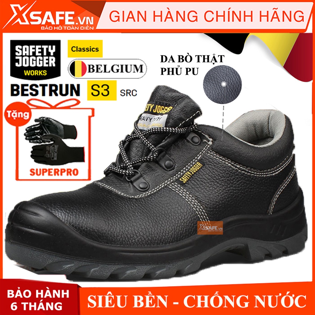 Giày bảo hộ lao động nam Jogger Bestrun S3 da bò, chống đinh/ nước/ trượt Giày công trình, nhà máy, form thể thao- XSAFE