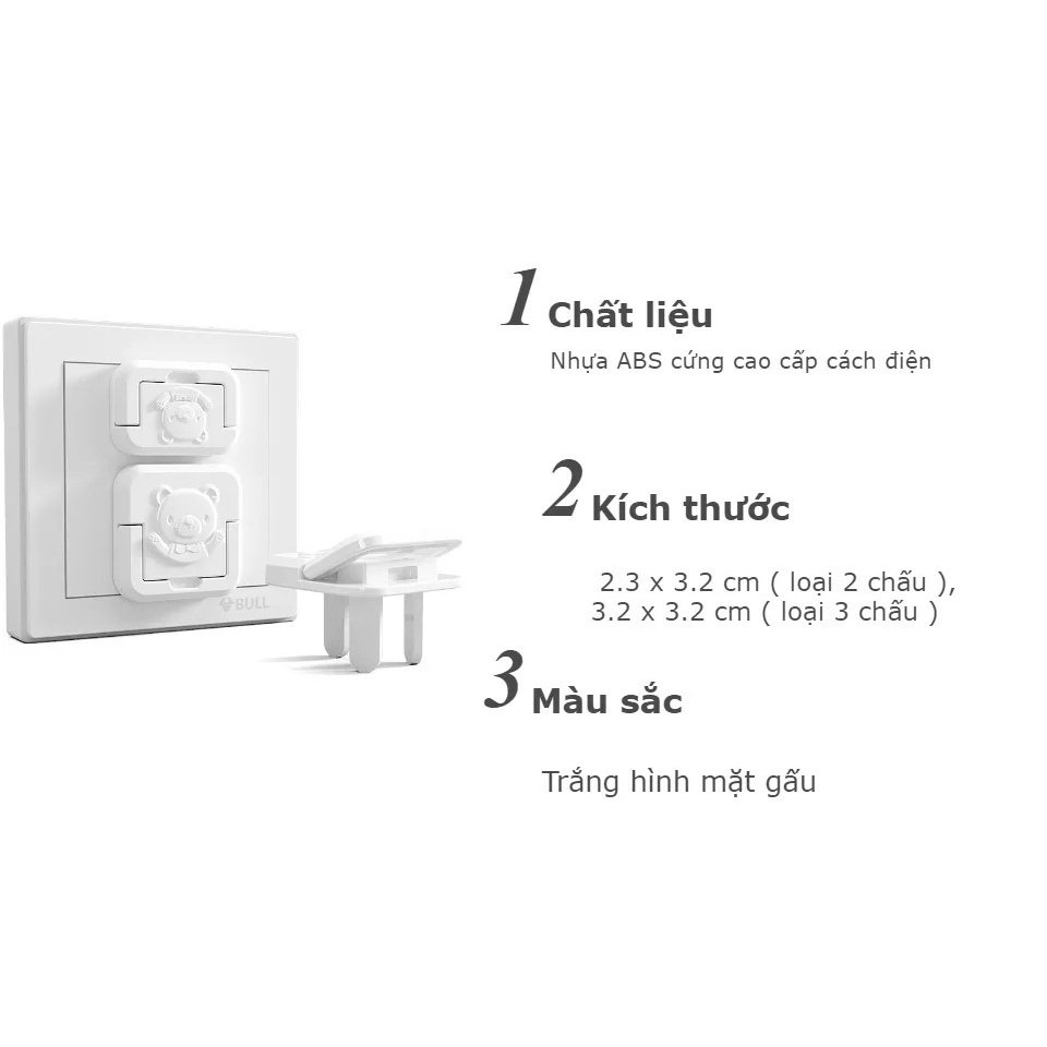 Nút Bịt Ổ Điện Chống Giật 2 Chân Cao Cấp Nhỏ Gọn Chắc Chắn Bảo Vệ An Toàn Cho Bé