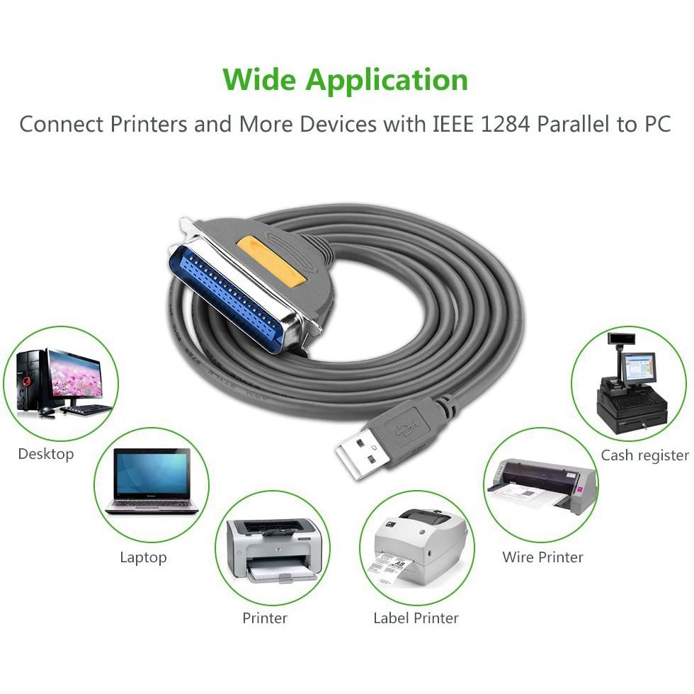 Cáp USB 2.0 to LPT IEEE 1284 dài 1.8m Ugreen 20225