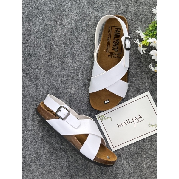 Sandal quai chéo MAILIAA đế da siêu êm