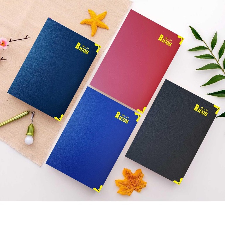 Sổ bìa da A4 Minh Châu, Nẹp góc đồng bền đẹp, 3 loại số trang, Màu chọn ngẫu nhiên (031-036-033)