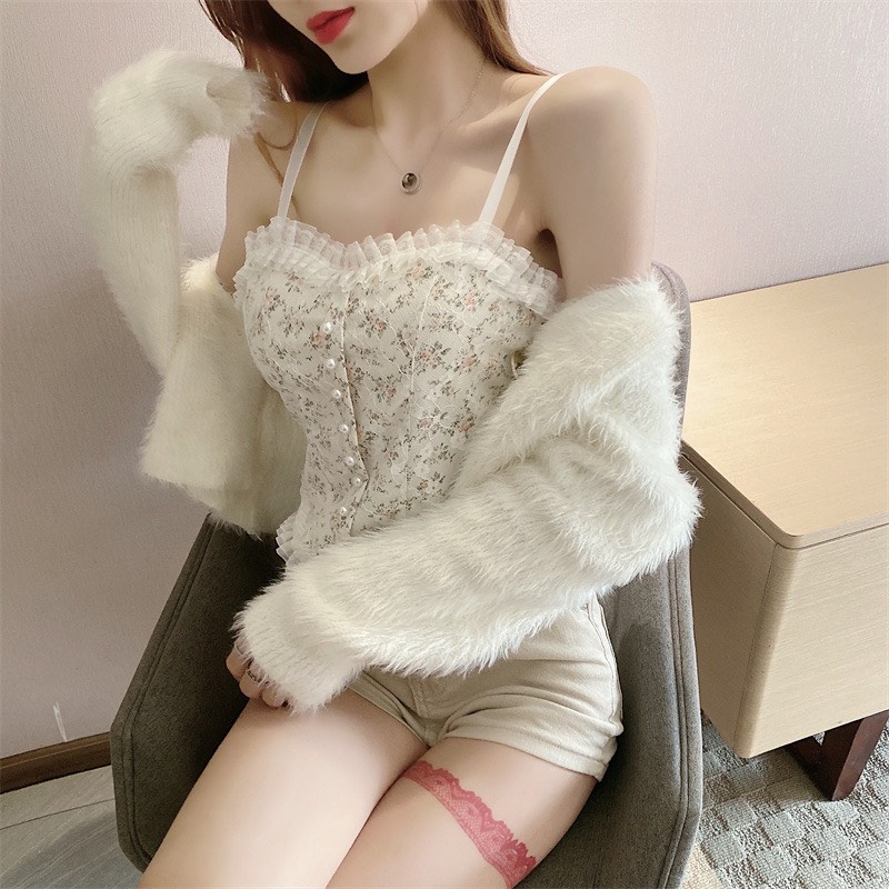 Áo Bra ren siêu quyến rũ có mút, áo 2 dây ren hoa nổi sexy style Hàn Quốc Okélla