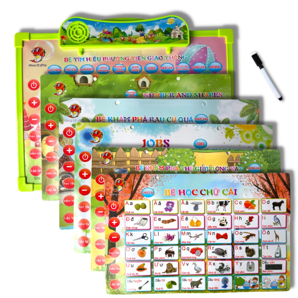 Bảng Chữ Cái Điện Tử Thông Minh 11 Mặt Song Ngữ Mẫu Mới, Bảng Học Chữ Phát Âm, Nói Cho Bé - ZOLY SHOP