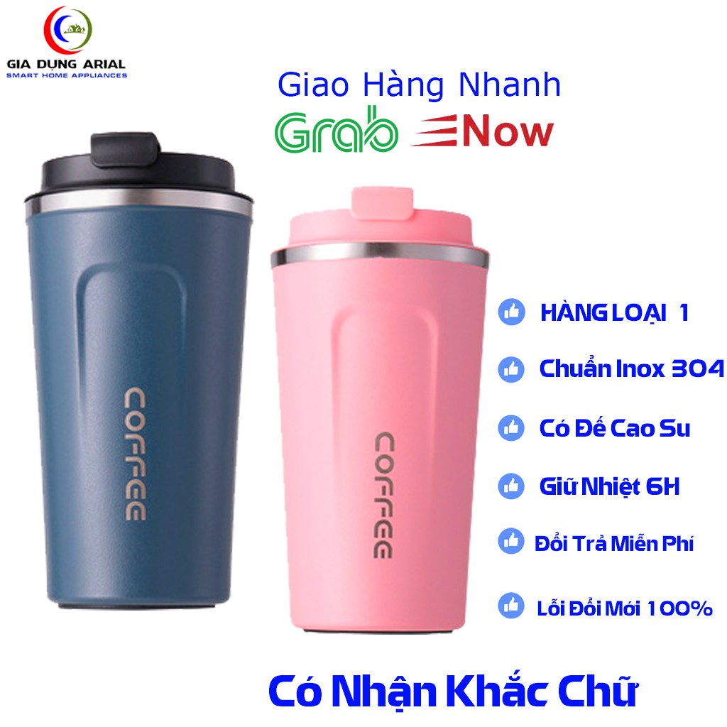 Cốc Giữ Nhiệt Coffee Holic Dung Tích 510ml Giữ Lạnh 6 Tiếng, Cốc Đựng Nước Khắc Tên Và Nội Dung, Chống Tràn Khi Rơi