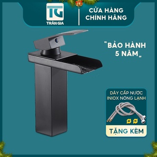 Vòi rửa mặt lavabo nóng lạnh cao cấp màu đen sơn tĩnh điện inox 304