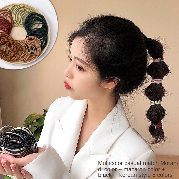 Set 100 Dây Thun Cột Tóc Co Giãn Đơn Giản Dành Cho Nữ