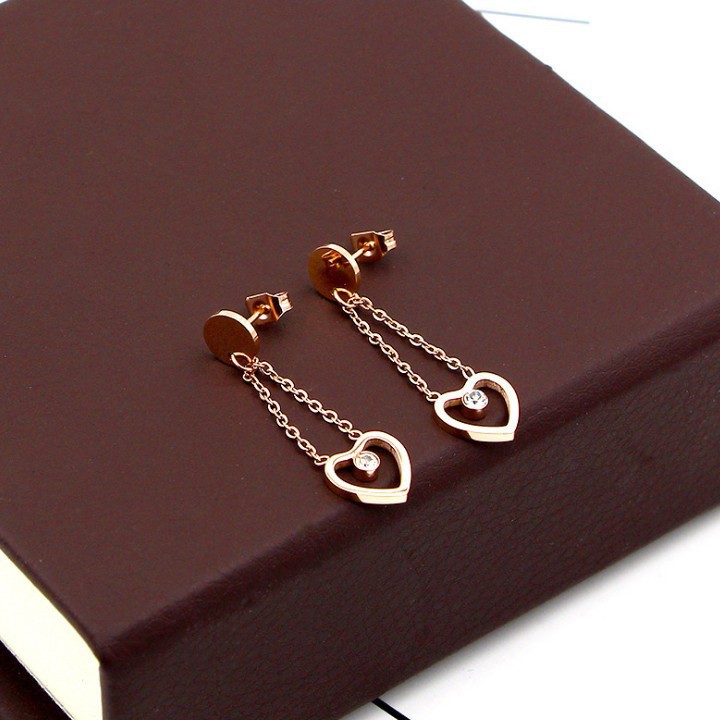 Bông Tai Tòn Ten Trái Tim Titan Ko Đen TT 1956