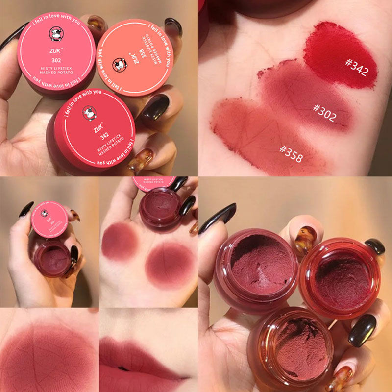 Oil painting jelly ~ pigment lip paste mousse lip powder non stick cup non fade Lip Glaze student party filling lipstick